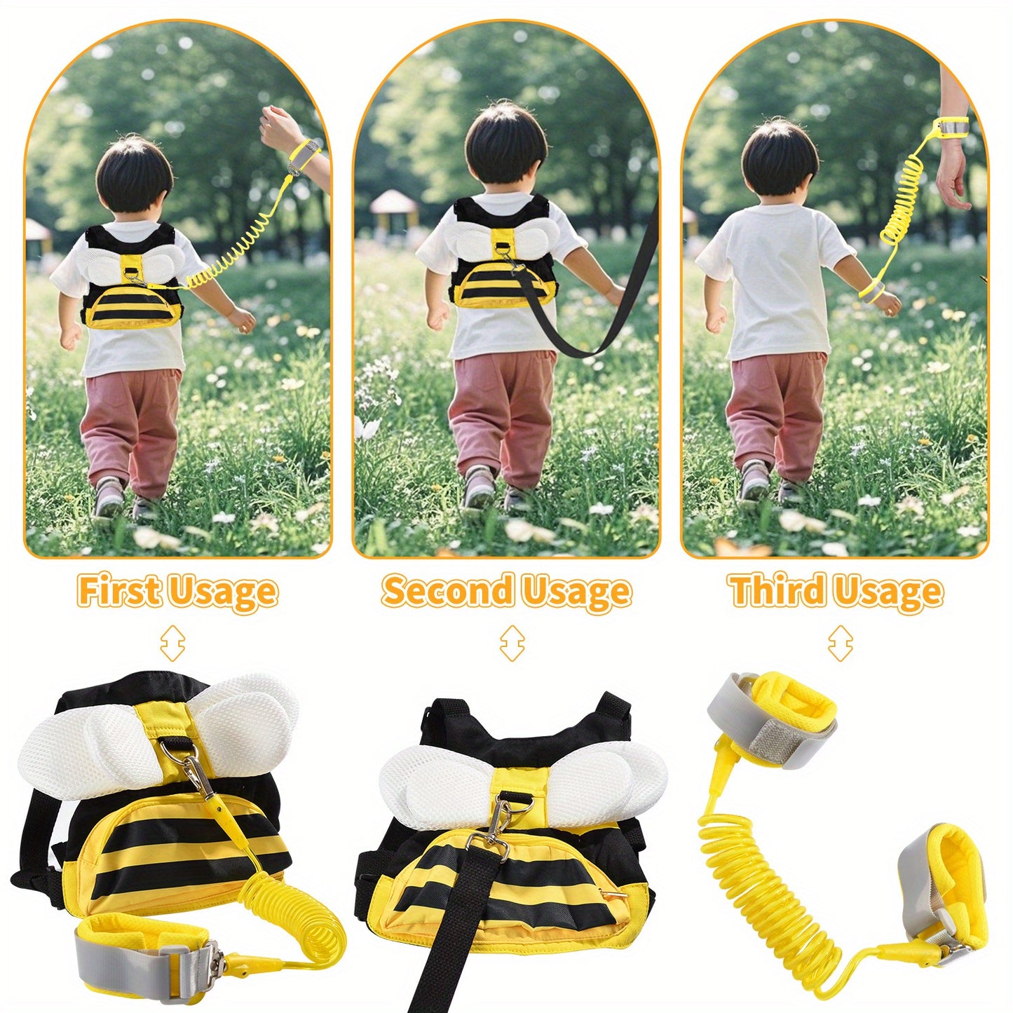 Child Safety Backpack With Anti Damage Wristband And Safety Belt