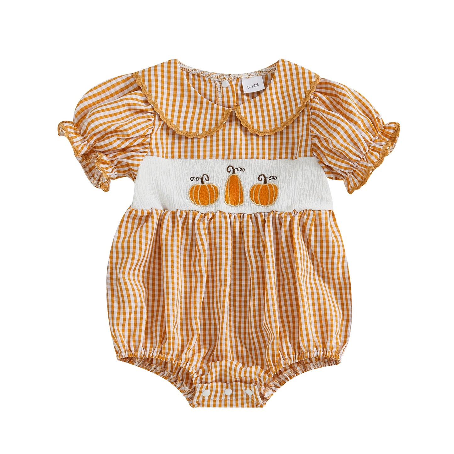 Cute Pumpkin Print Toddler Halloween Costume with Ruffle Collar