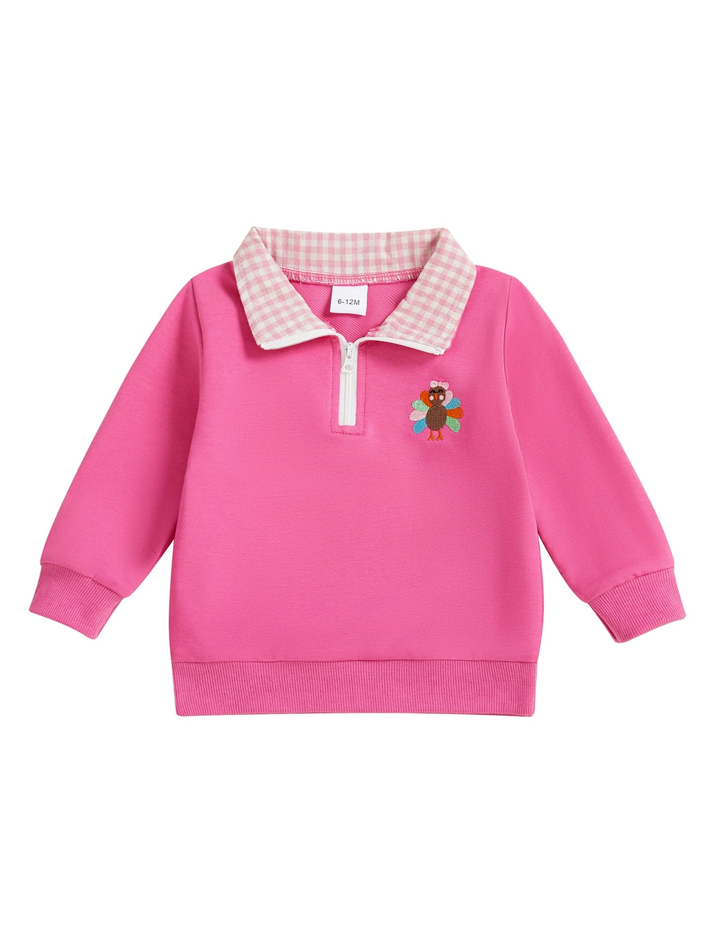 Thanksgiving Turkey Embroidered Cozy Toddler Sweatshirt Pullover