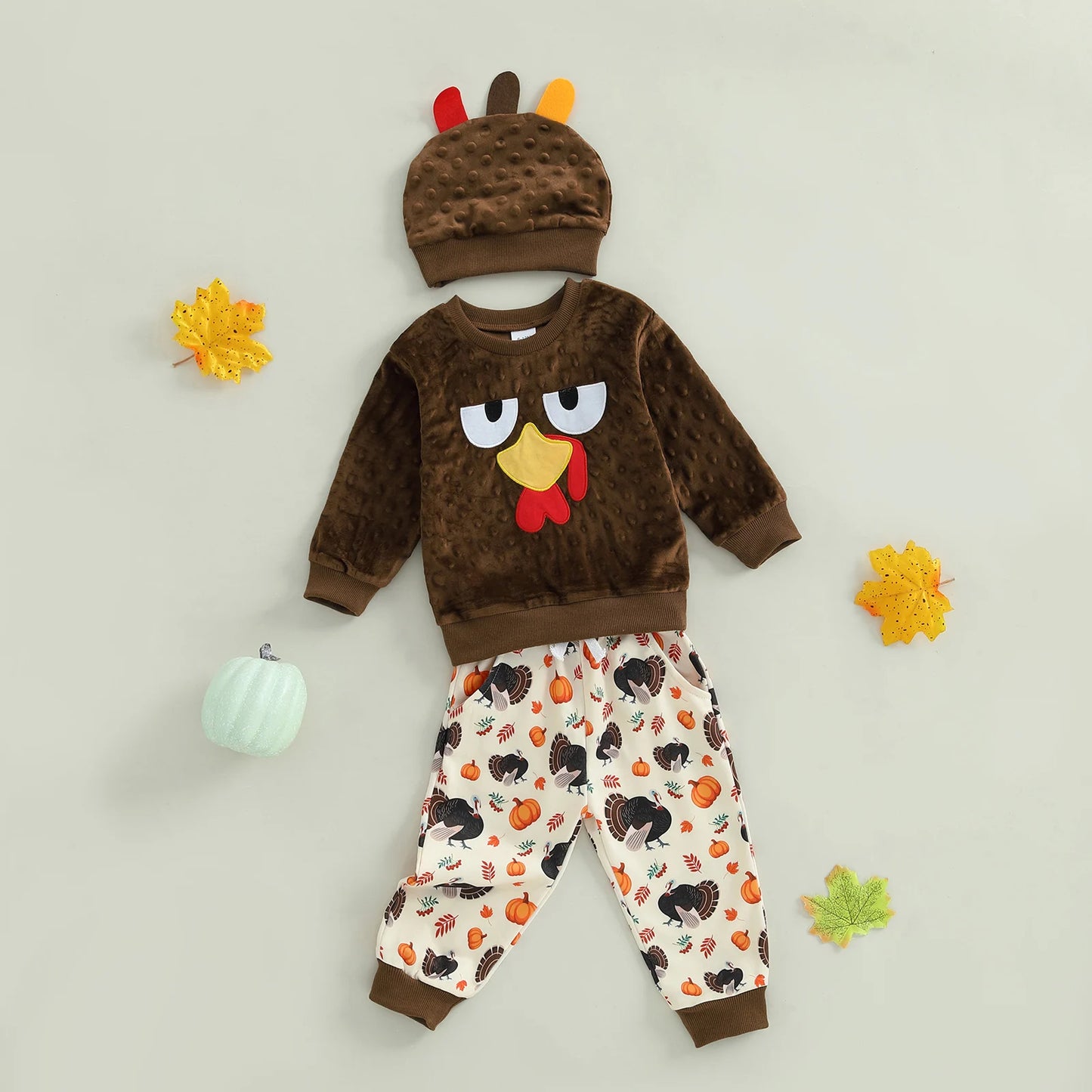 Thanksgiving Turkey Outfit Set for Toddler Boys