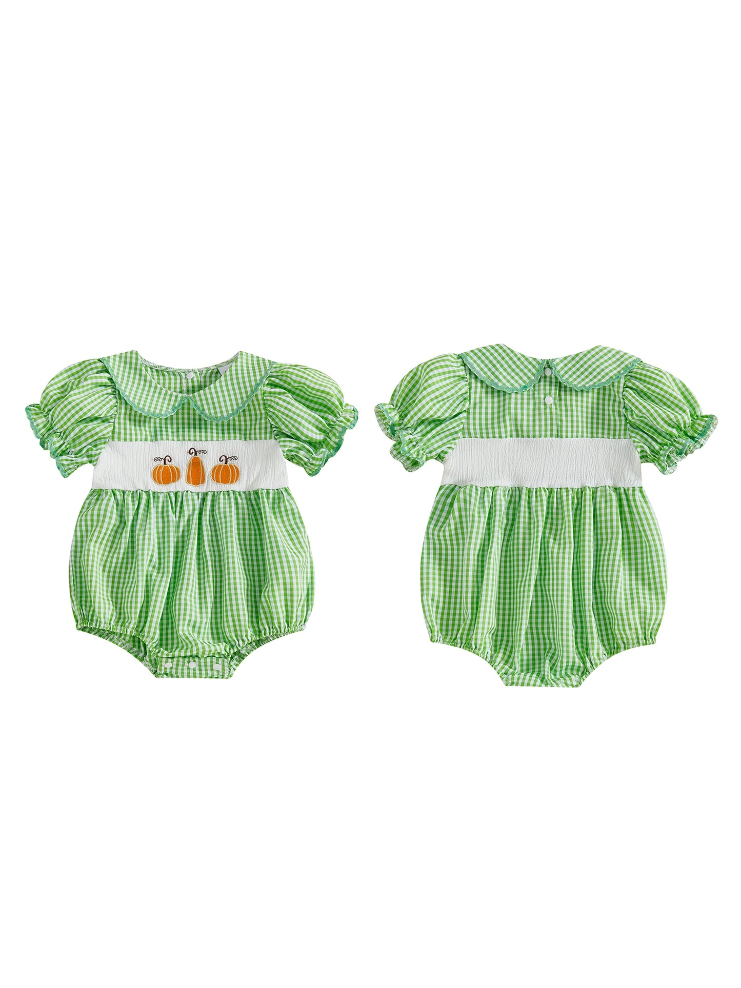 Cute Pumpkin Print Toddler Halloween Costume with Ruffle Collar