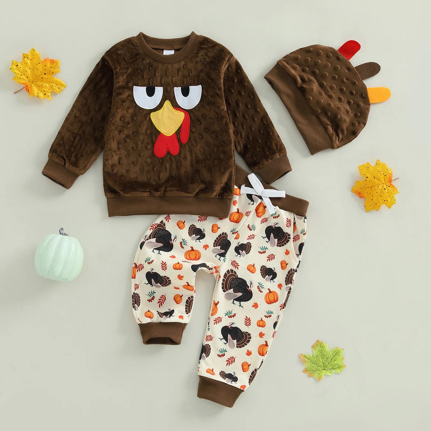 Thanksgiving Turkey Outfit Set for Toddler Boys