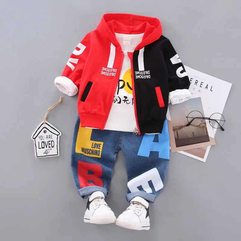 Boys and Girls Spring Autumn Three Piece Clothing Set