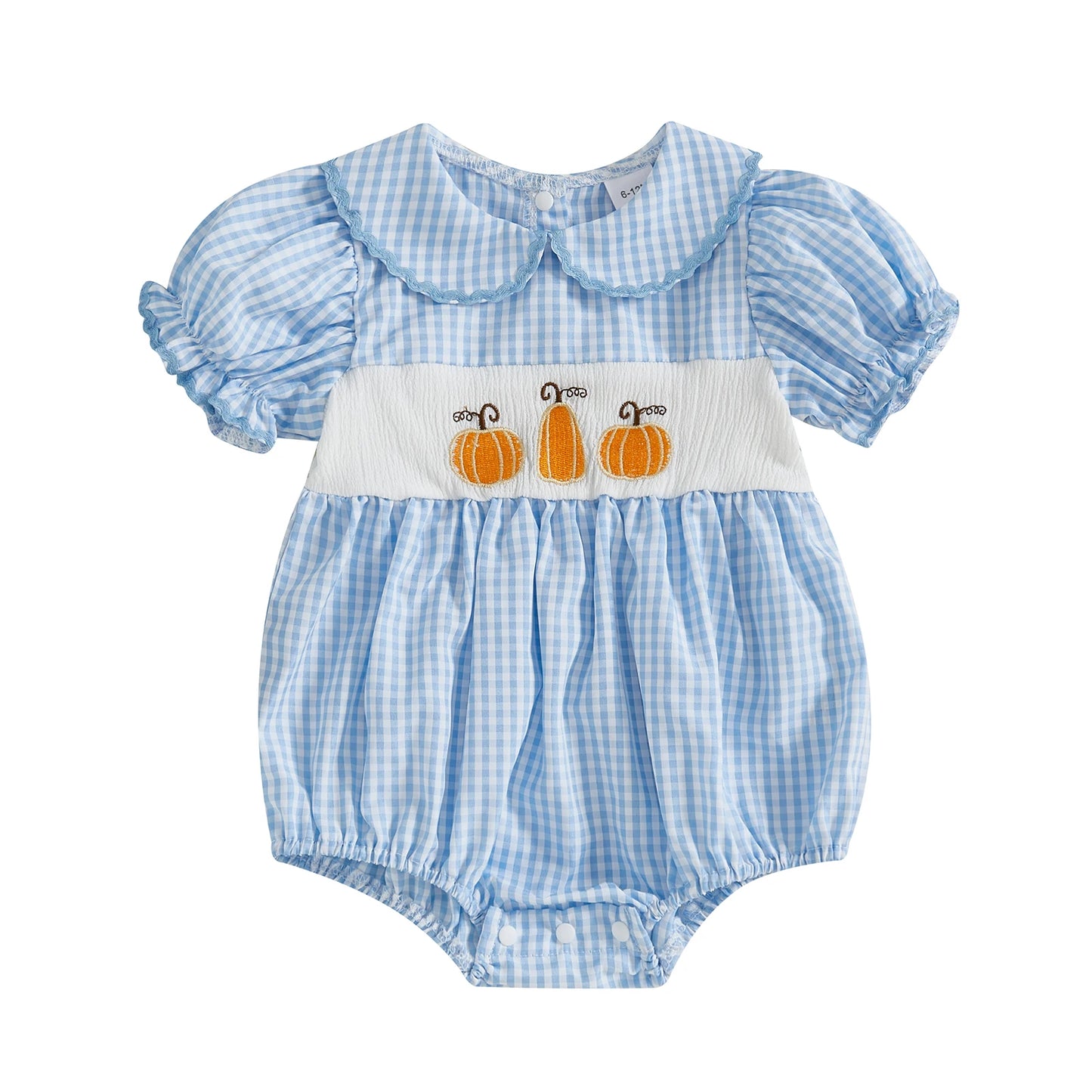 Cute Pumpkin Print Toddler Halloween Costume with Ruffle Collar