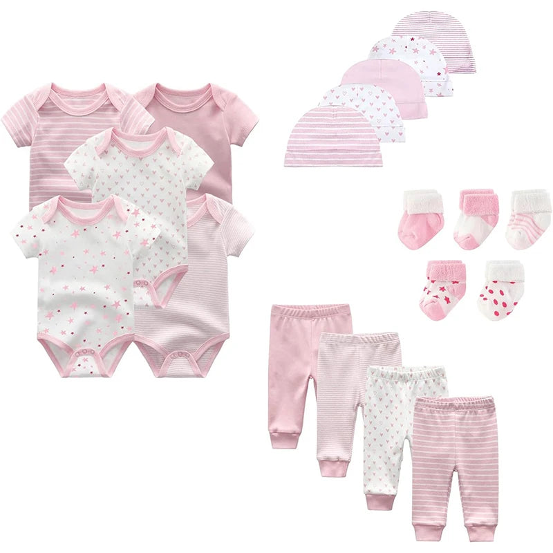 Unisex Baby Bodysuit Set with Accessories for Newborns