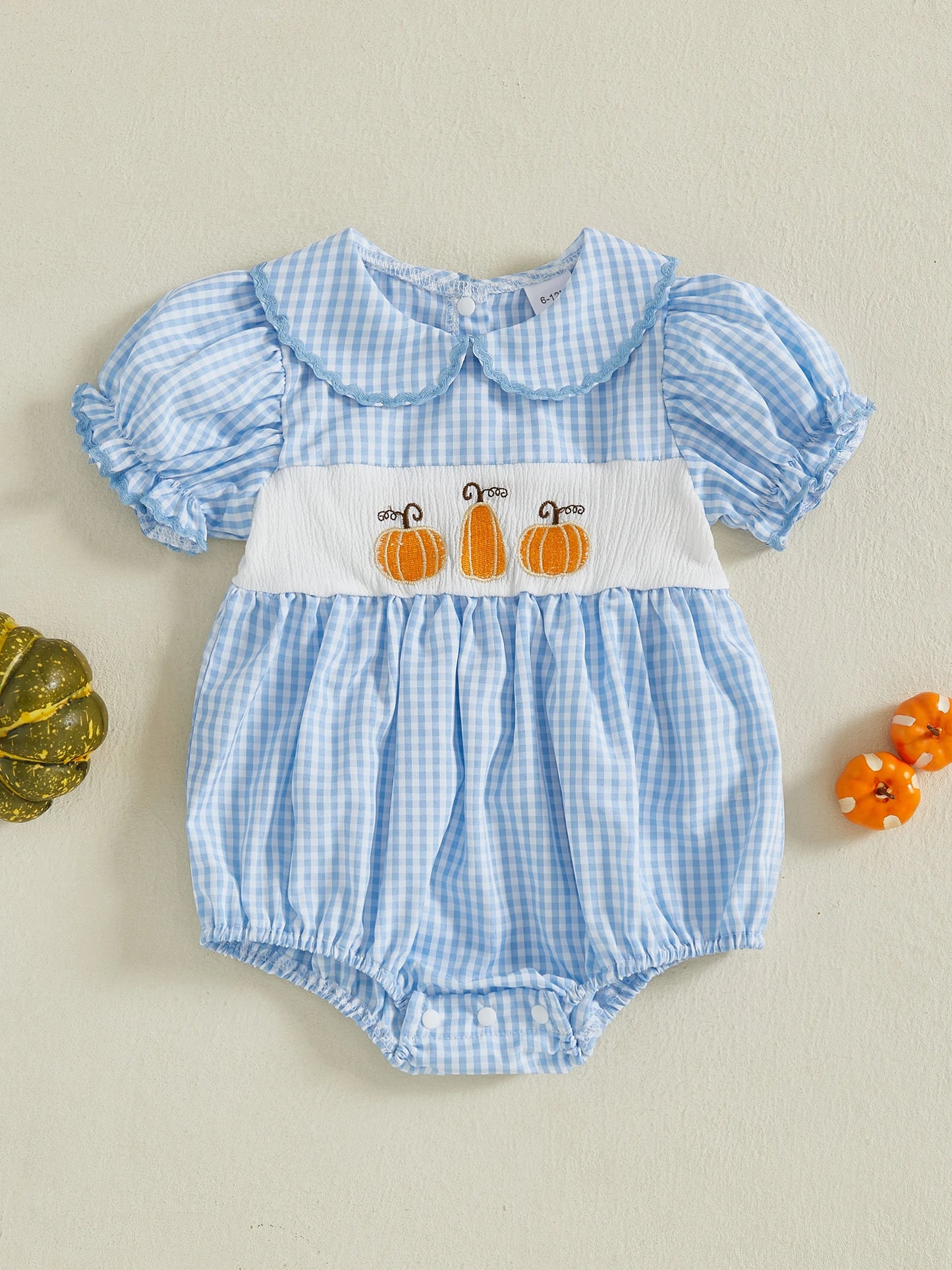 Cute Pumpkin Print Toddler Halloween Costume with Ruffle Collar