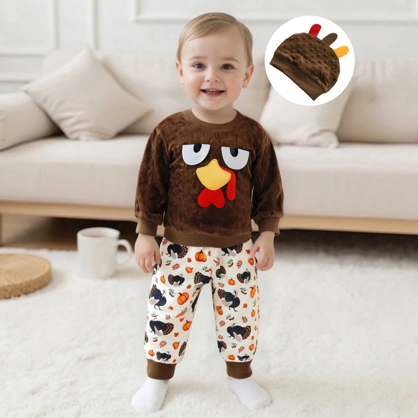 Thanksgiving Turkey Outfit Set for Toddler Boys
