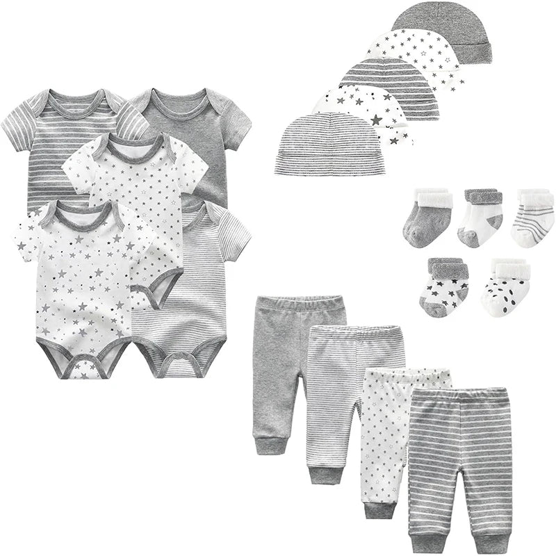 Unisex Baby Bodysuit Set with Accessories for Newborns