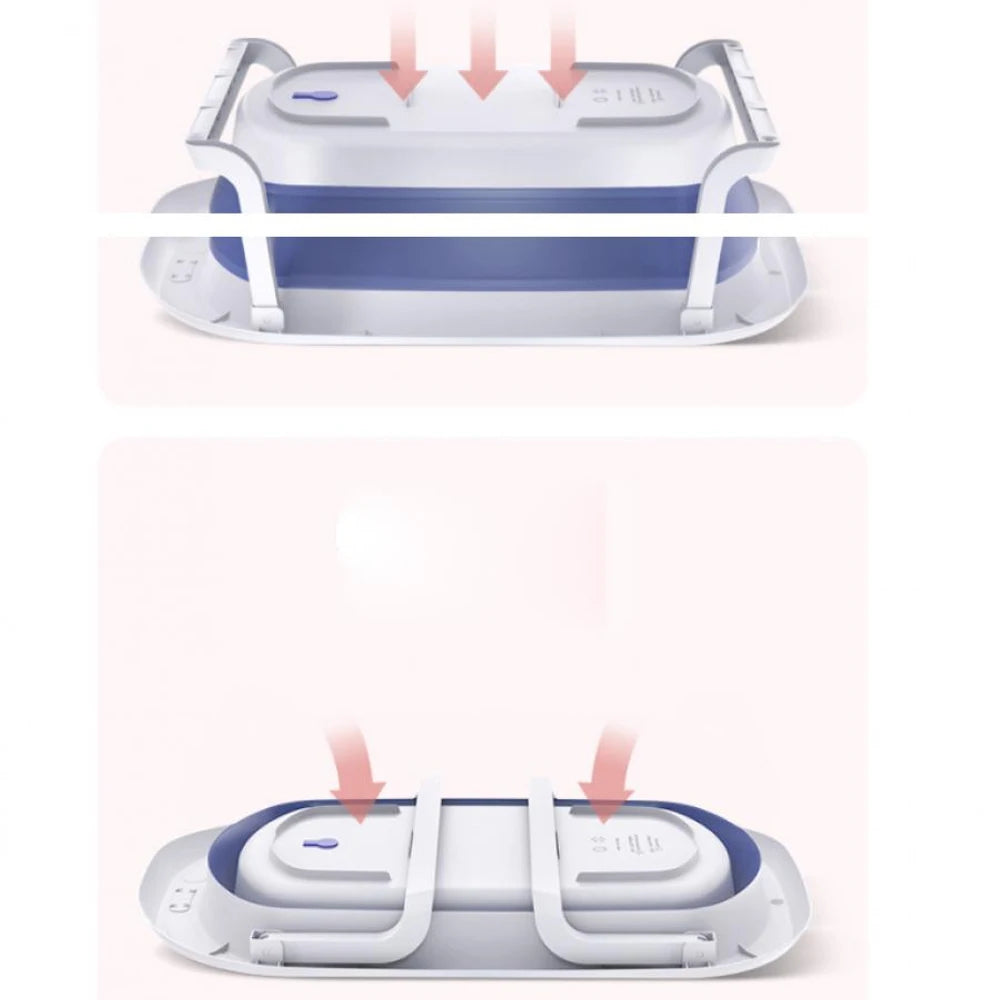 Foldable Portable Baby Bathtub with Newborn Cushion and Anti-Skid Pad