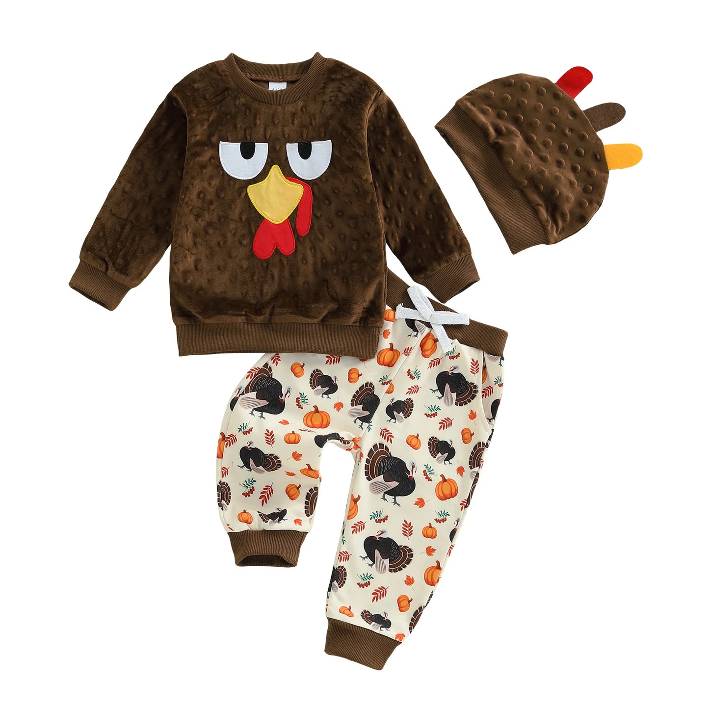 Thanksgiving Turkey Outfit Set for Toddler Boys