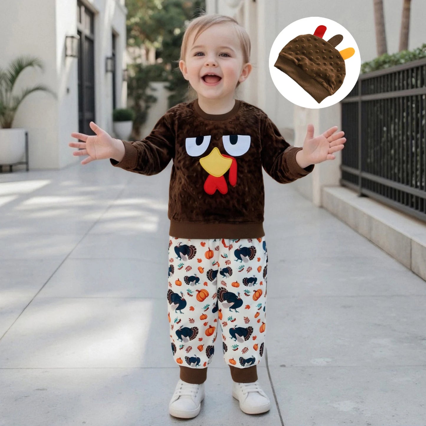 Thanksgiving Turkey Outfit Set for Toddler Boys