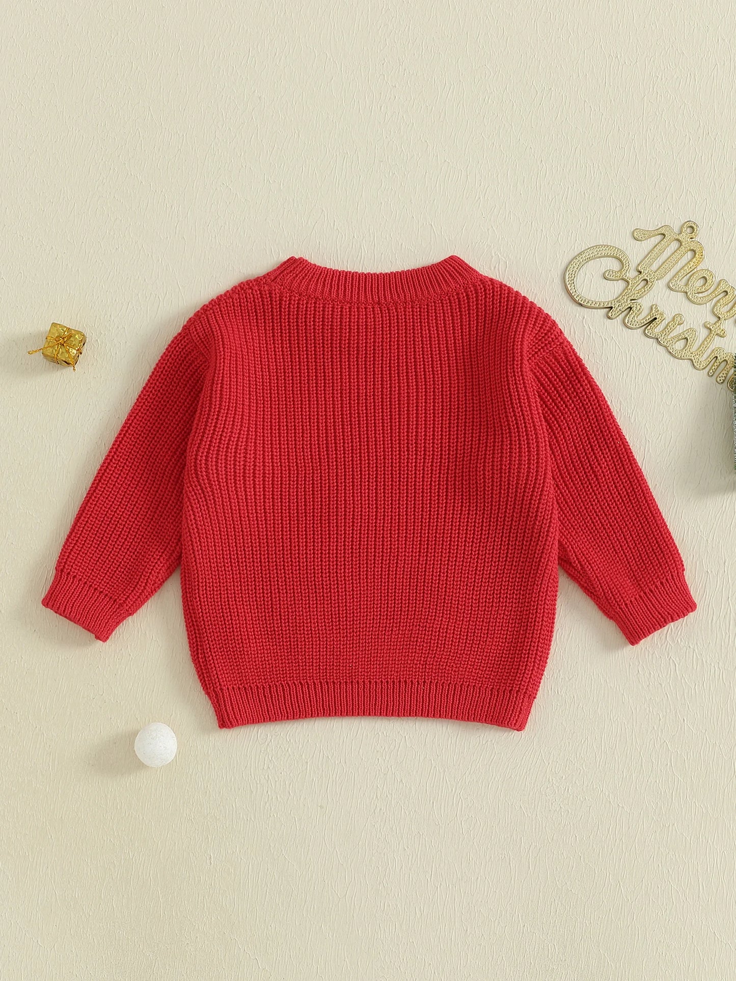 Cute Toddler Reindeer Knit Sweater for Christmas Fun