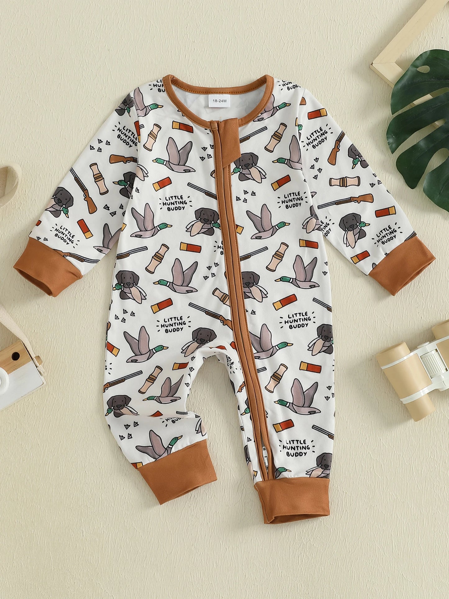 Infant Boys Fall Fashion Romper With Elk Print Design