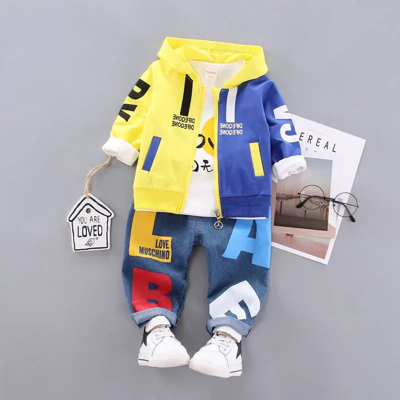 Boys and Girls Spring Autumn Three Piece Clothing Set