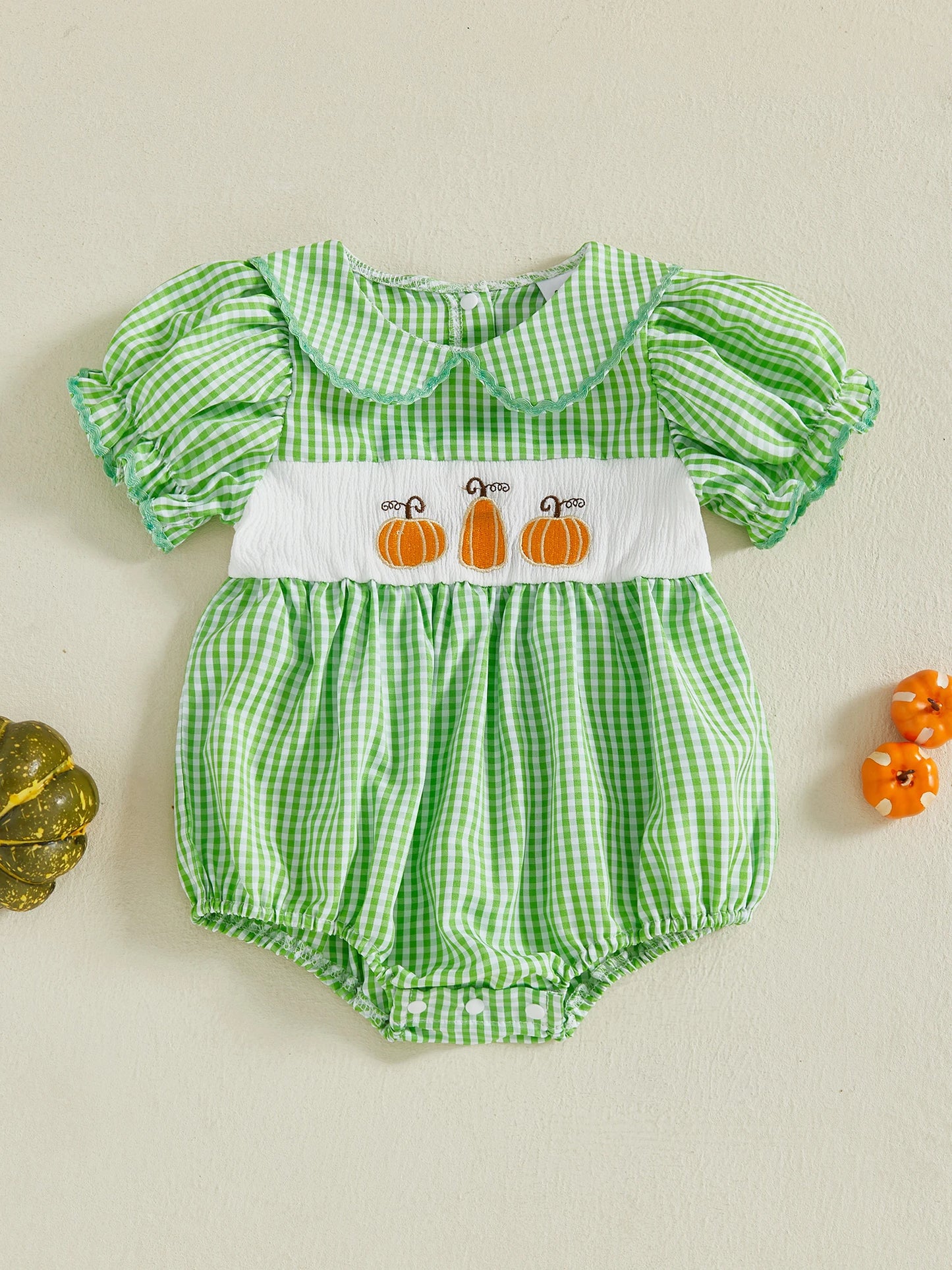 Cute Pumpkin Print Toddler Halloween Costume with Ruffle Collar