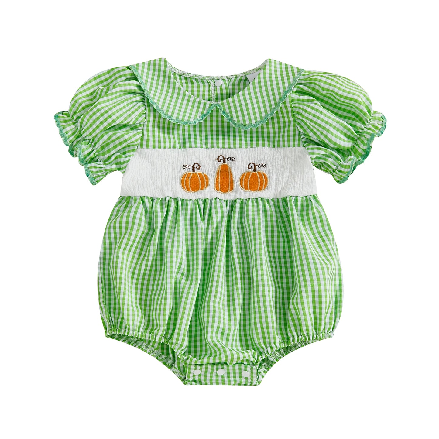 Cute Pumpkin Print Toddler Halloween Costume with Ruffle Collar