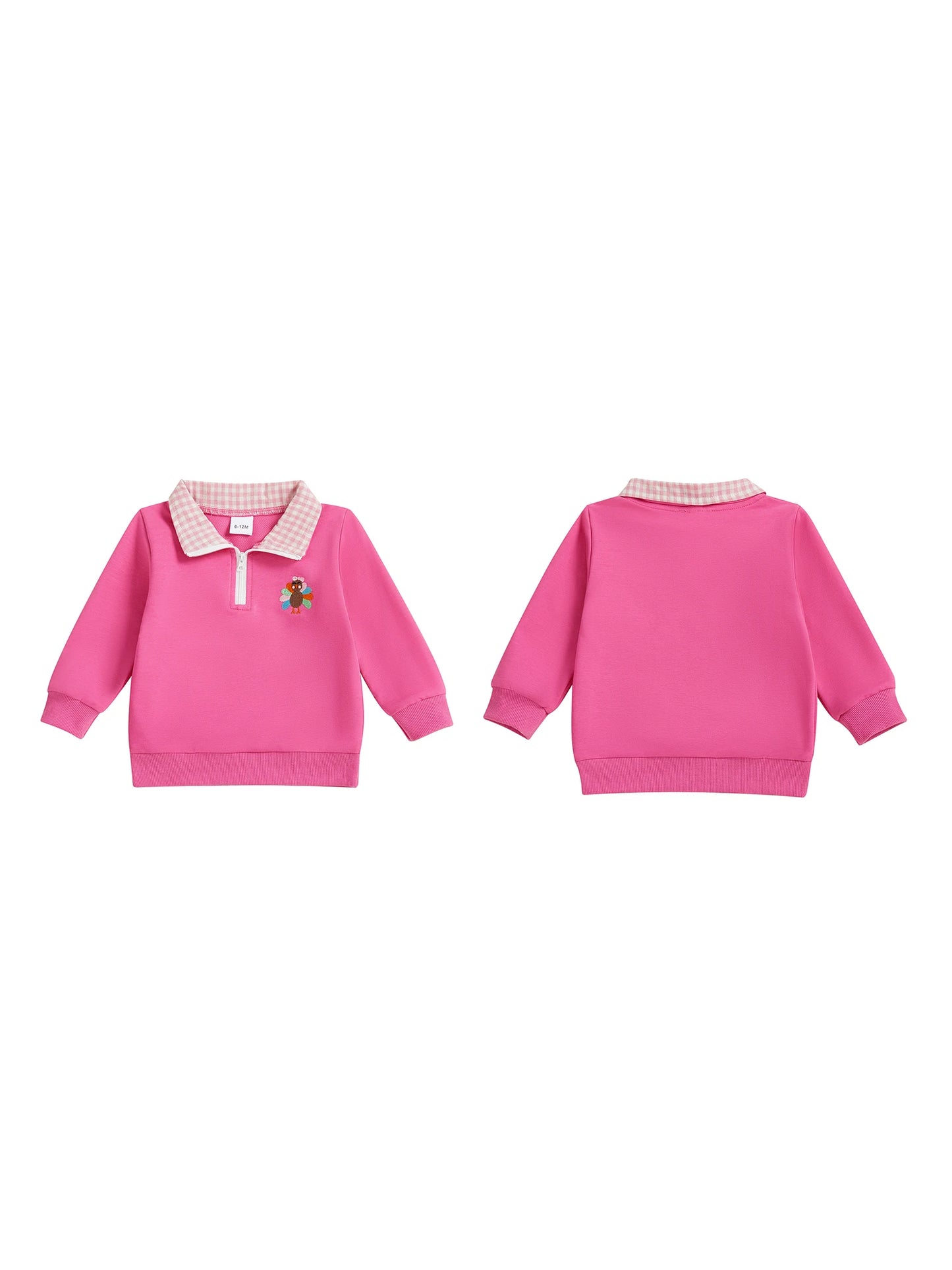 Thanksgiving Turkey Embroidered Cozy Toddler Sweatshirt Pullover