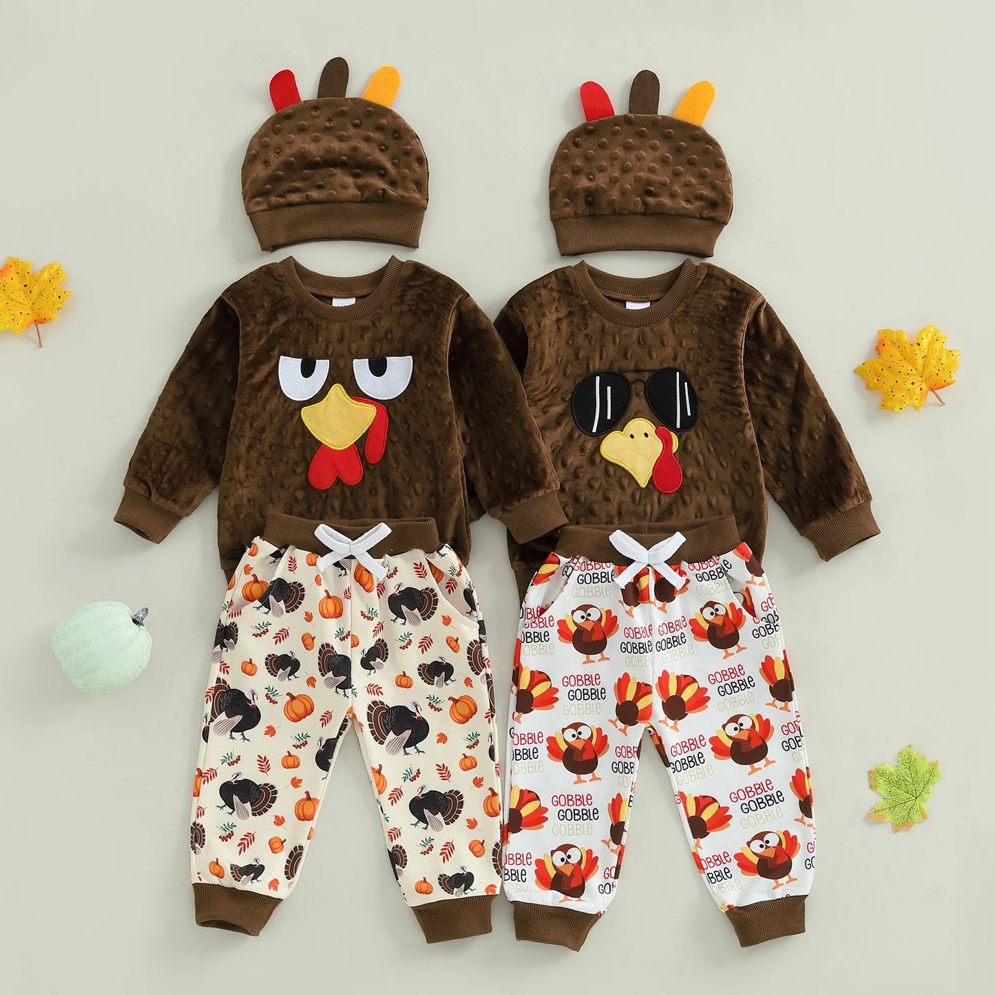 Thanksgiving Turkey Outfit Set for Toddler Boys