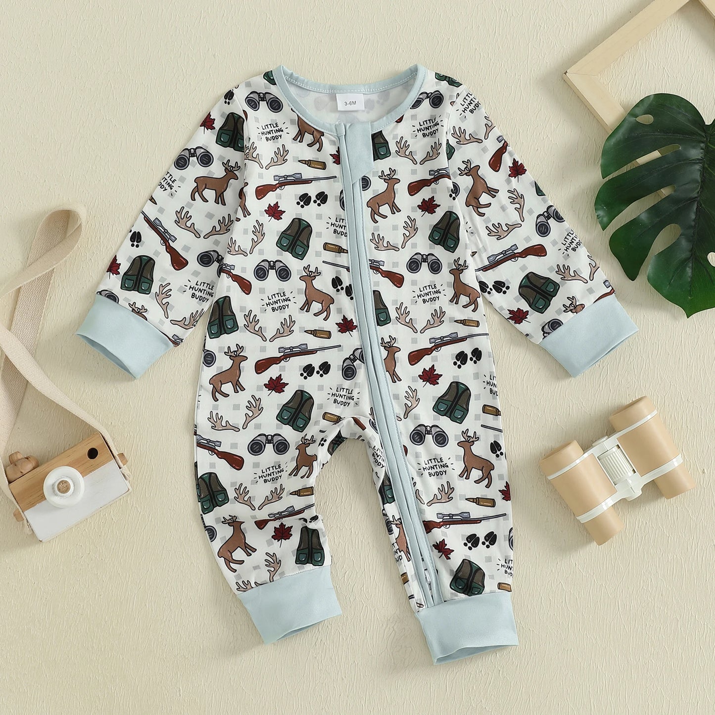Infant Boys Fall Fashion Romper With Elk Print Design