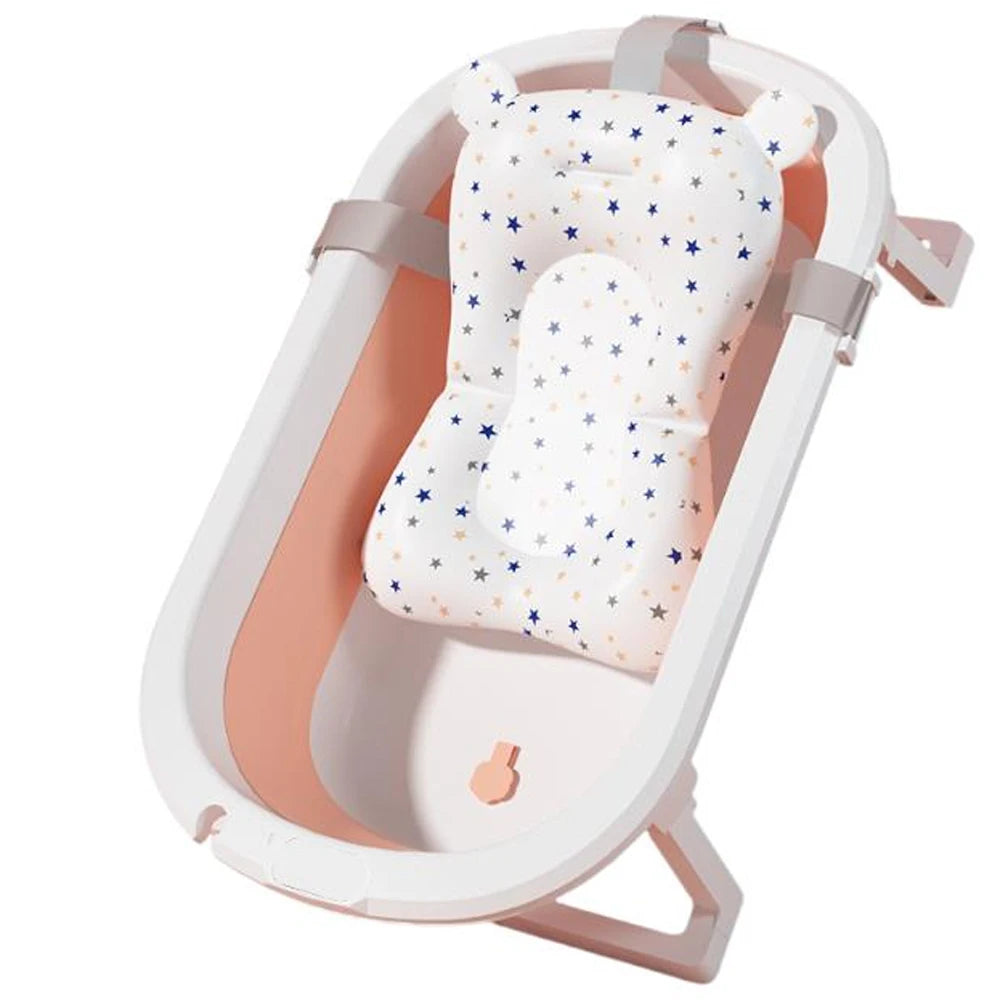 Foldable Portable Baby Bathtub with Newborn Cushion and Anti-Skid Pad