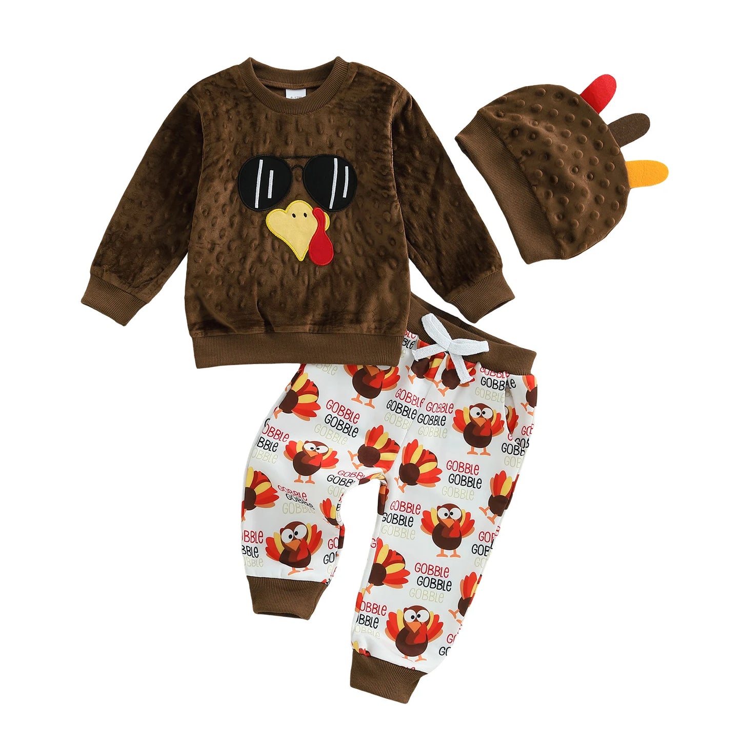 Thanksgiving Turkey Outfit Set for Toddler Boys