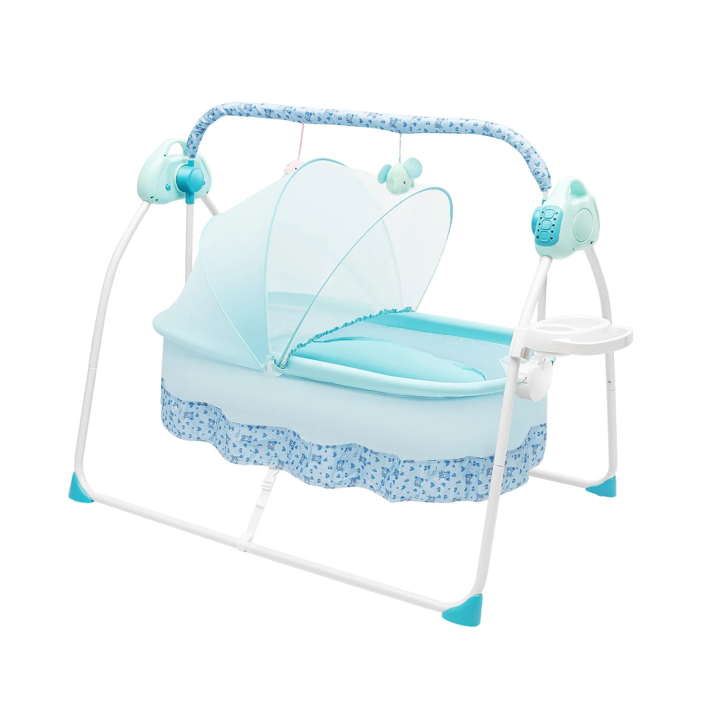 Foldable Electric Cradle with Plush Toys and Remote Control