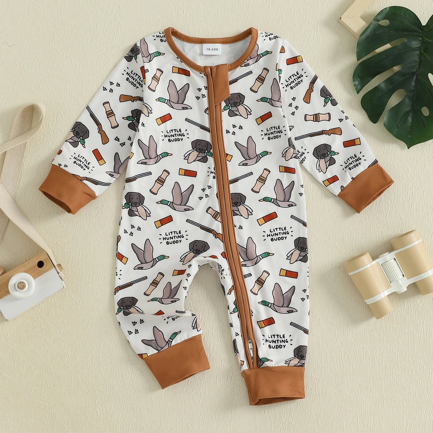 Infant Boys Fall Fashion Romper With Elk Print Design