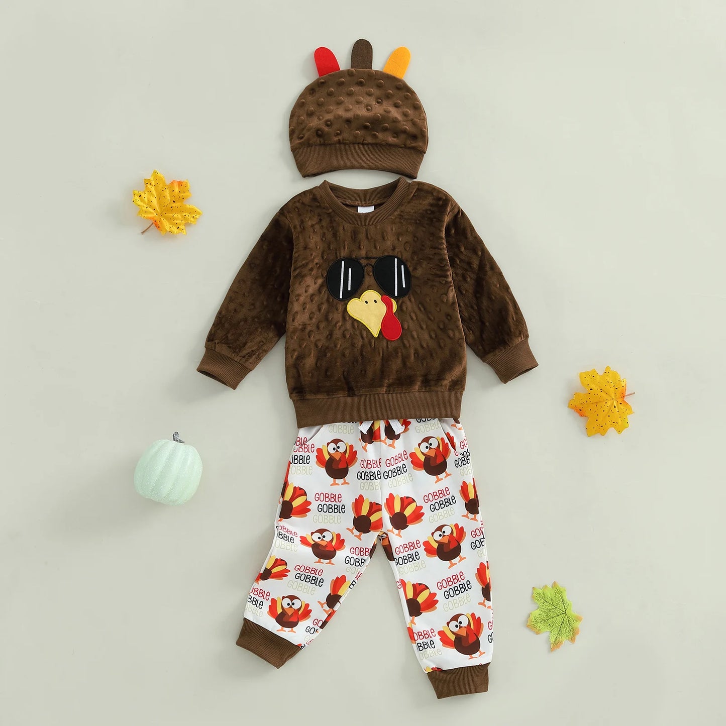 Thanksgiving Turkey Outfit Set for Toddler Boys