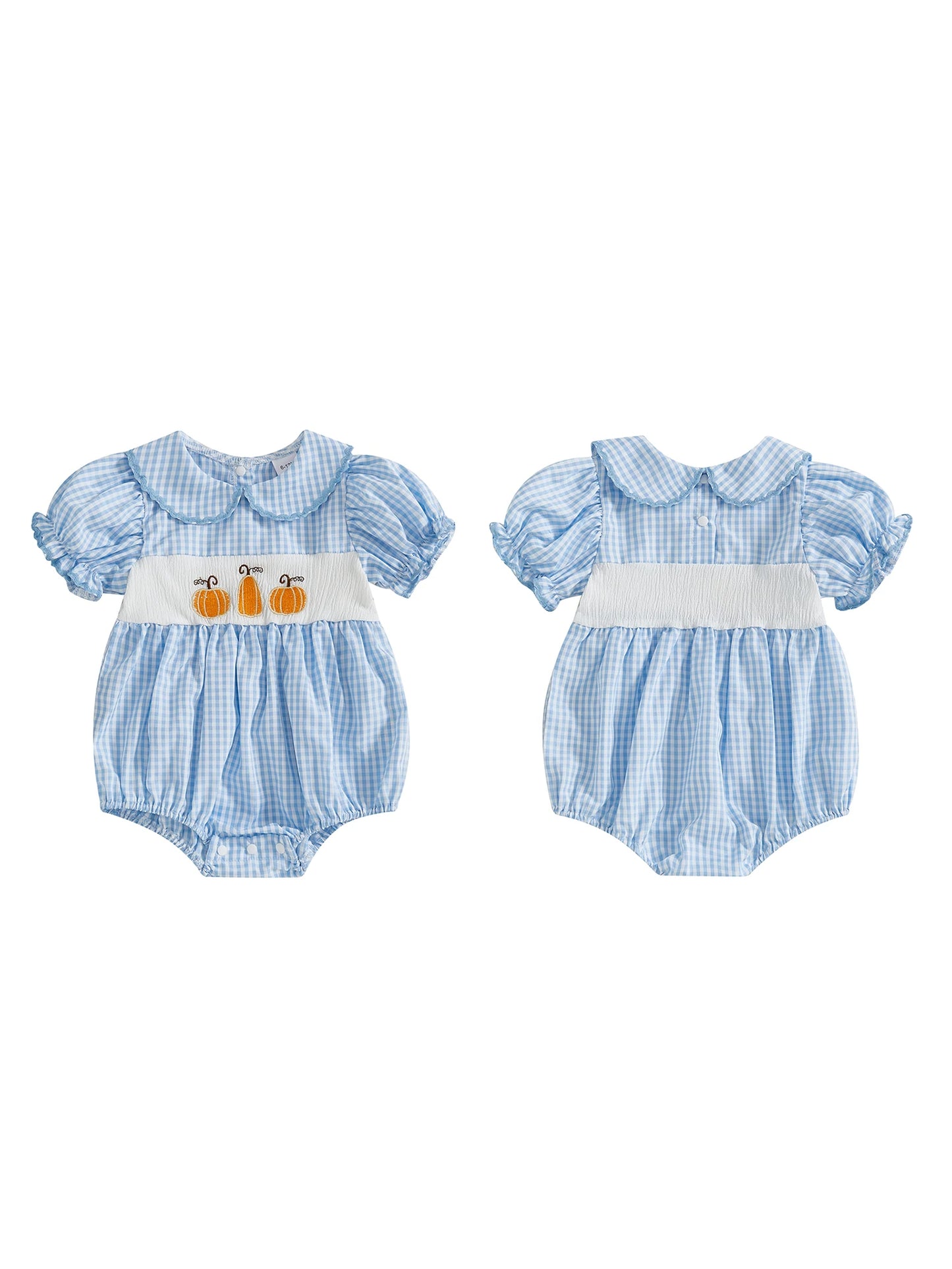Cute Pumpkin Print Toddler Halloween Costume with Ruffle Collar