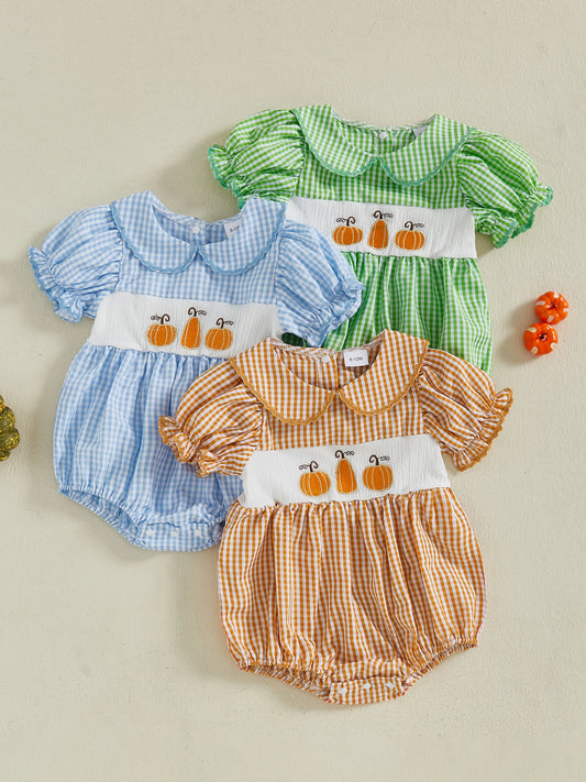 Cute Pumpkin Print Toddler Halloween Costume with Ruffle Collar