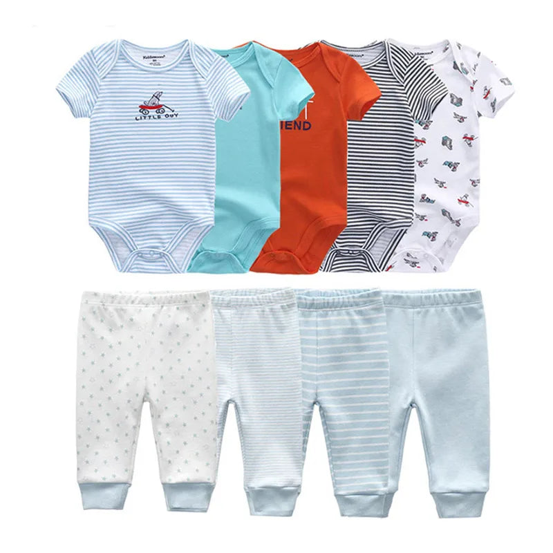 Unisex Newborn Cartoon Bodysuit and Pants Clothing Set