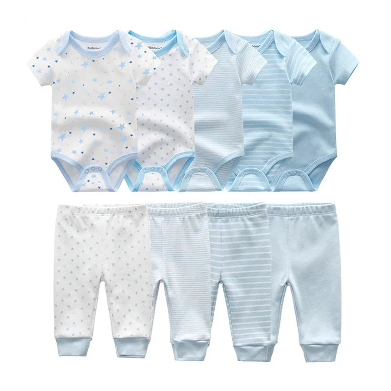 Unisex Newborn Cartoon Bodysuit and Pants Clothing Set