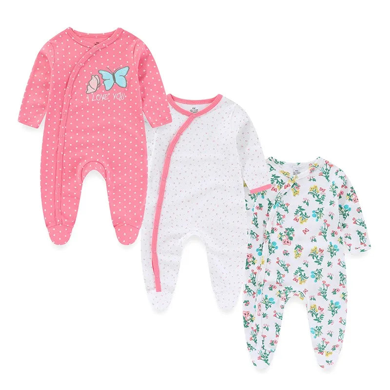 Cute Baby Girl 3 Piece Cotton Romper Set for All Seasons