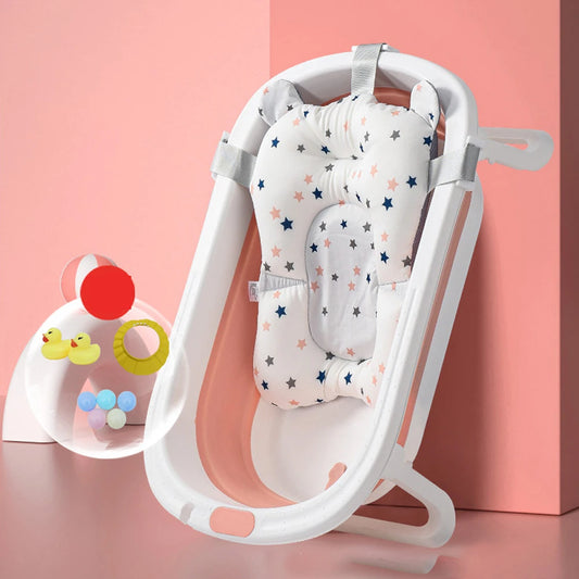 Foldable Portable Baby Bathtub with Newborn Cushion and Anti-Skid Pad