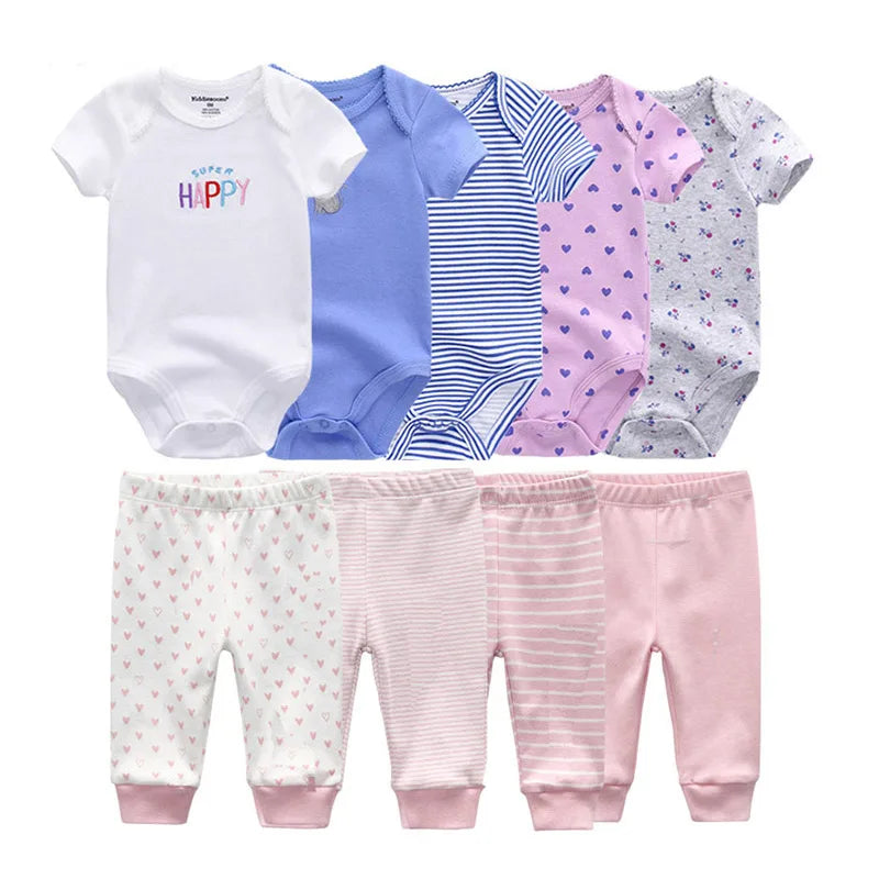 Unisex Newborn Cartoon Bodysuit and Pants Clothing Set