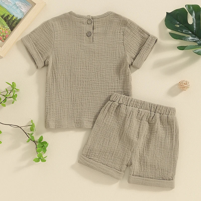 Newborn Baby Boys Summer Casual Outfit Set With Pockets