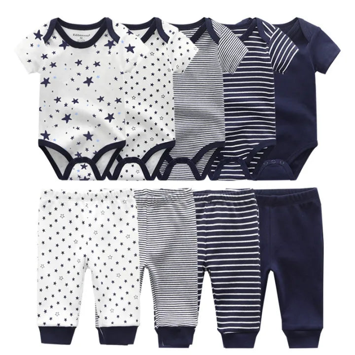 Unisex Newborn Cartoon Bodysuit and Pants Clothing Set