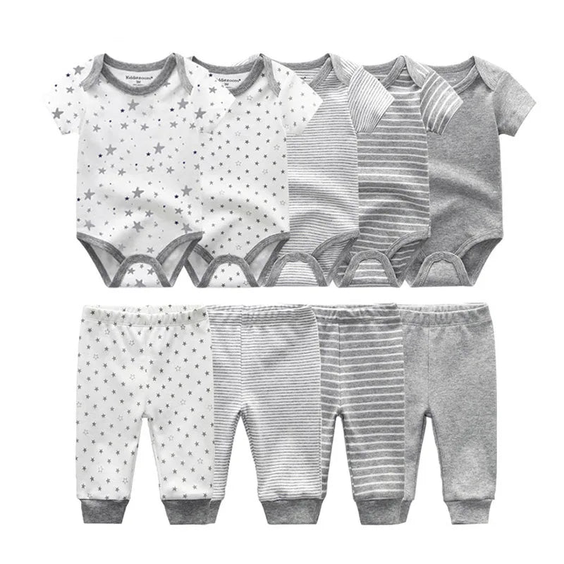 Unisex Newborn Cartoon Bodysuit and Pants Clothing Set