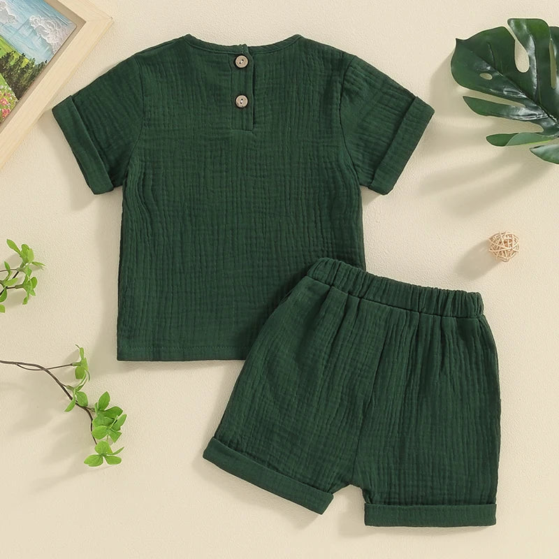 Newborn Baby Boys Summer Casual Outfit Set With Pockets