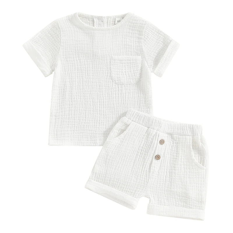 Newborn Baby Boys Summer Casual Outfit Set With Pockets