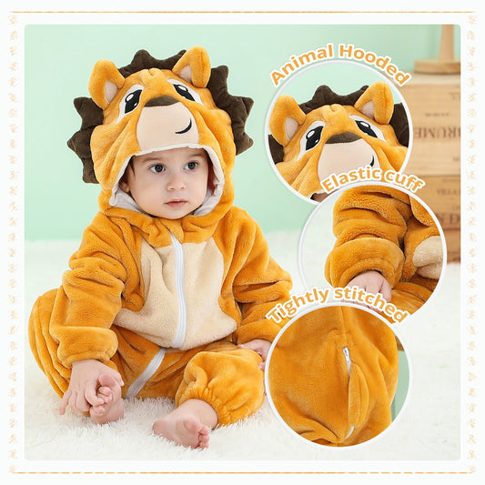 MICHLEY Halloween Dinosaur Baby Romper Hooded Jumpsuit Costume