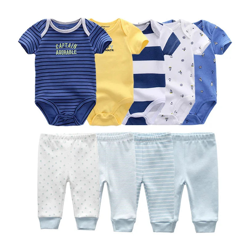 Unisex Newborn Cartoon Bodysuit and Pants Clothing Set