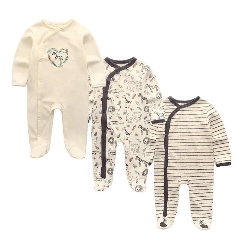 Cute Baby Girl 3 Piece Cotton Romper Set for All Seasons