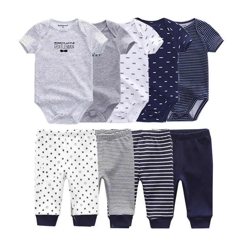 Unisex Newborn Cartoon Bodysuit and Pants Clothing Set