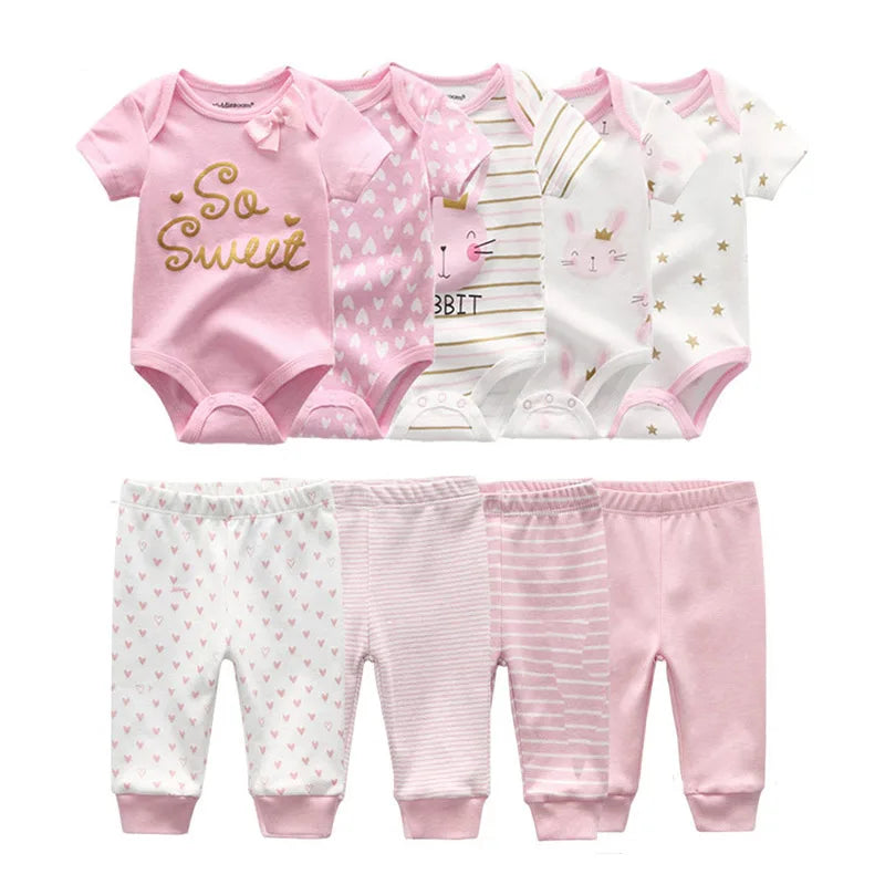 Unisex Newborn Cartoon Bodysuit and Pants Clothing Set