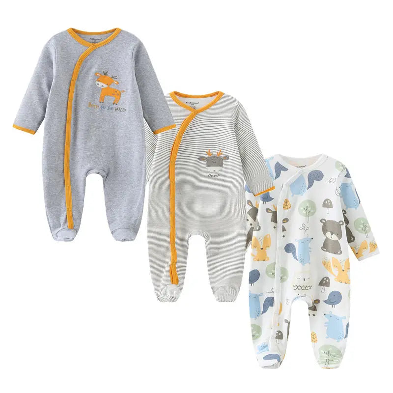 Cute Baby Girl 3 Piece Cotton Romper Set for All Seasons