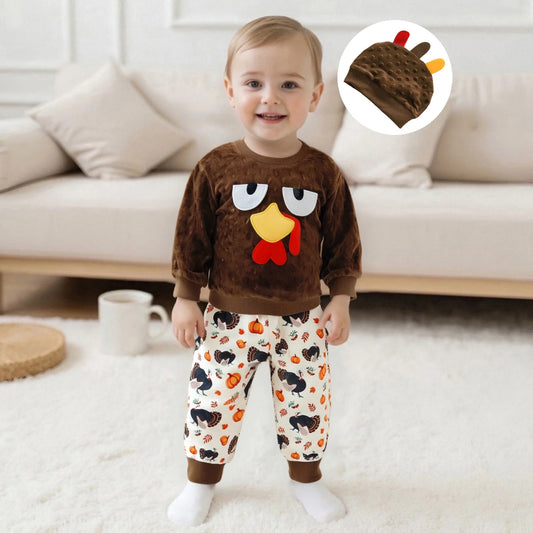 Thanksgiving Turkey Outfit Set for Toddler Boys
