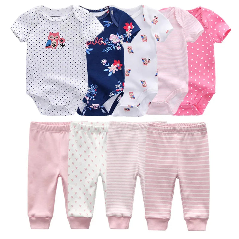 Unisex Newborn Cartoon Bodysuit and Pants Clothing Set