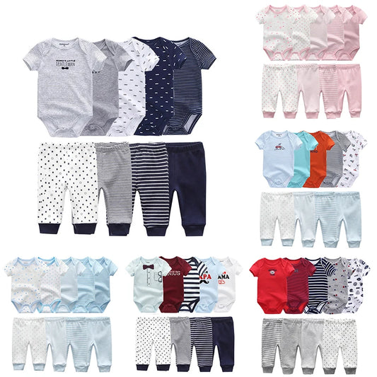 Unisex Newborn Cartoon Bodysuit and Pants Clothing Set