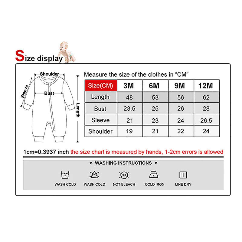 Cotton Zipper Rompers for Newborn Baby Boy and Girl